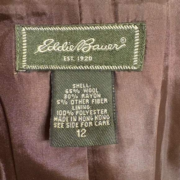 Share Eddie Bauer Wool Tweed Brown Blazer Jacket Women's 12 - Picture 9 of 11